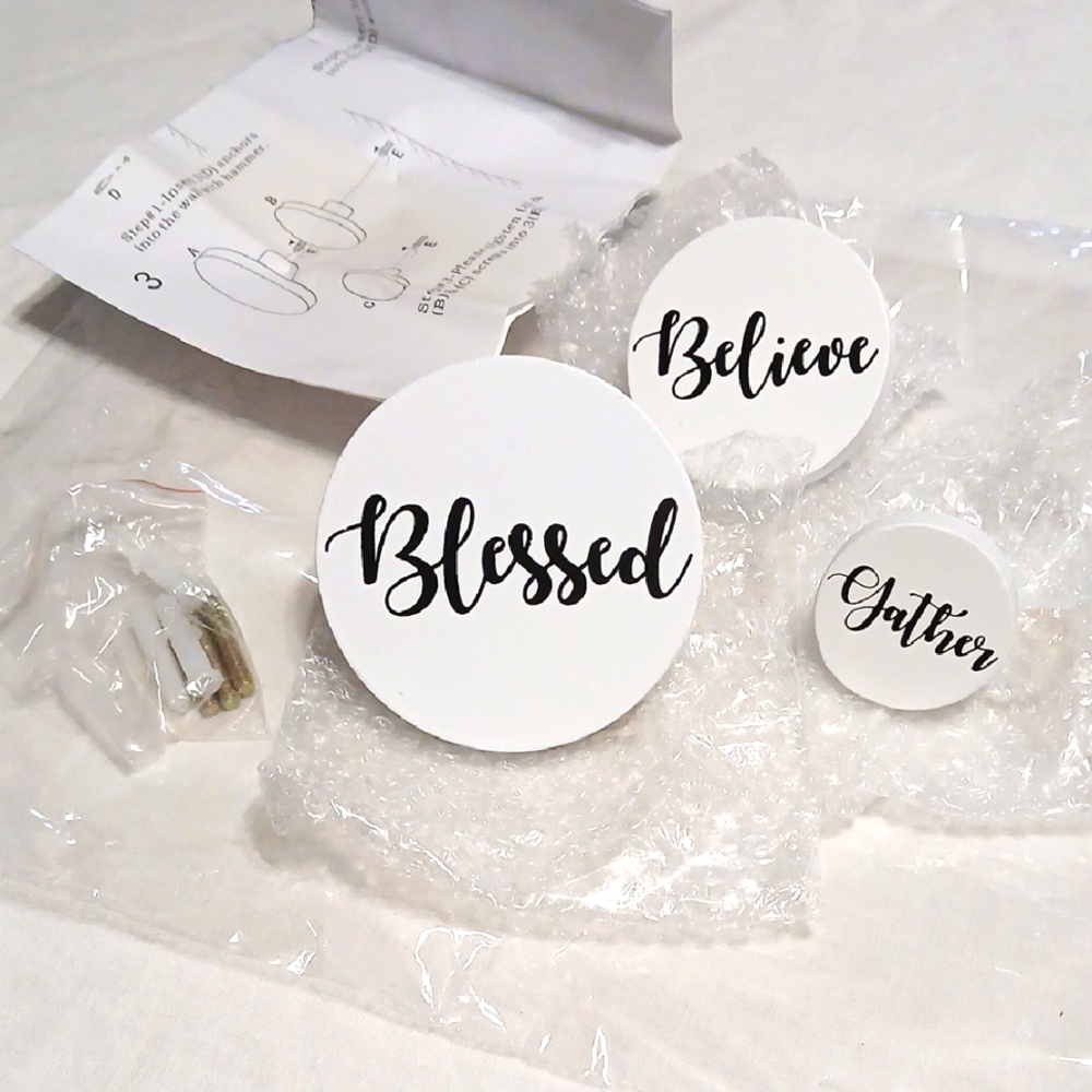 Inspirational Wall Decor Set - Blessed, Believe, Gather